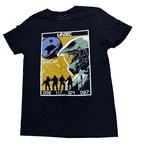 Halo Adult T-Shirt - UNSC Master Chief Group In Silhoueete Stylized Image Black - Picture 1 of 8
